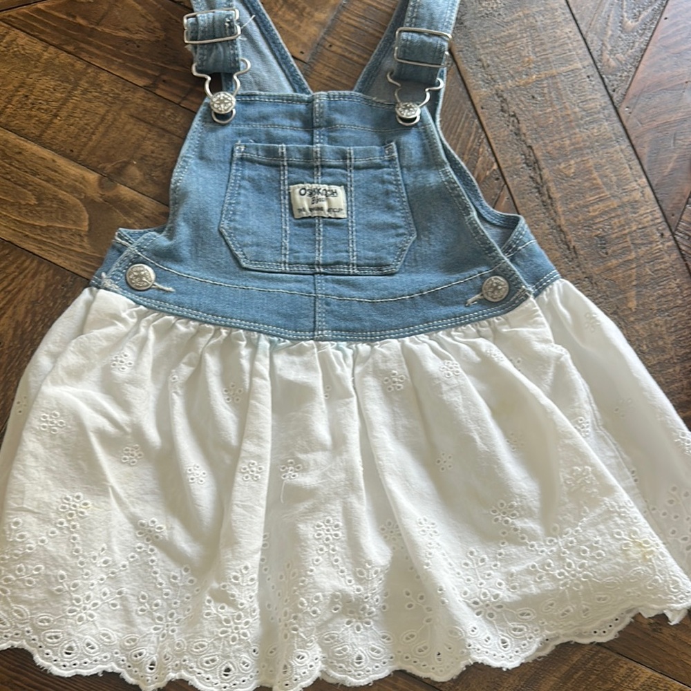 Denim & White Eyelet Overall Dress for Girls - Cute Summer Skirt